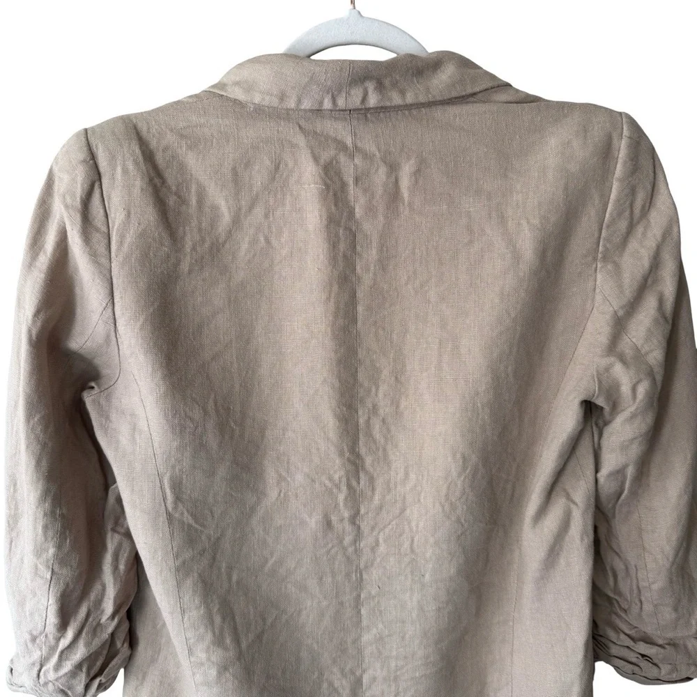 Zara Beige Linen Blend Open Textured Blazer Size XS Casual Business Office Work - Picture 9 of 12